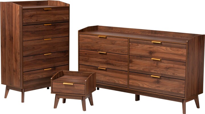 Baxton Studio Lena Walnut Brown Wood 3-Piece Storage Set