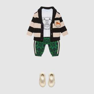 Gucci Baby wool striped cardigan with patch