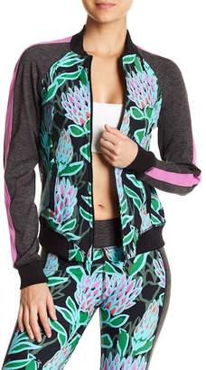 Trina Turk Floral Front Zip Bomber Jacket