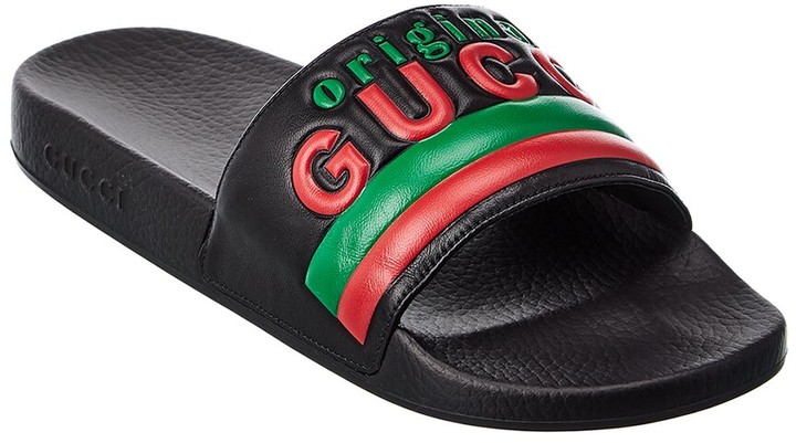 agrado web stripe slide sandal gucci