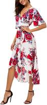 Thumbnail for your product : KorMei Womens Short Sleeve Floral High Low V-Neck Flowy Party Long Maxi Dress S