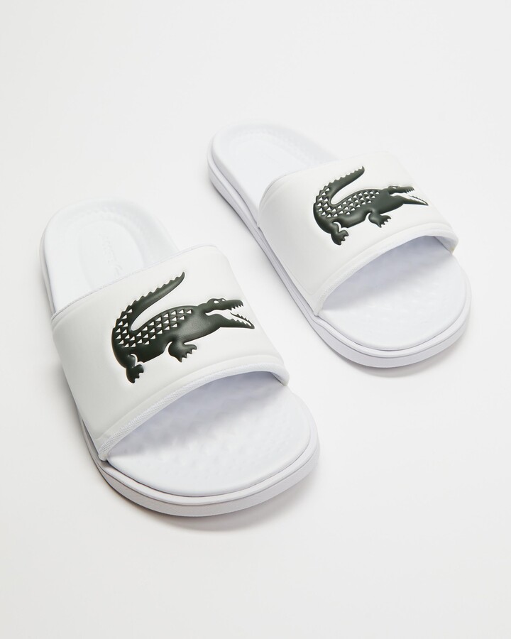 lacoste flip flops leather
