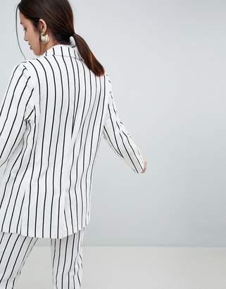 ASOS Design Tailored Linen Longline Relaxed Blazer In Stripe