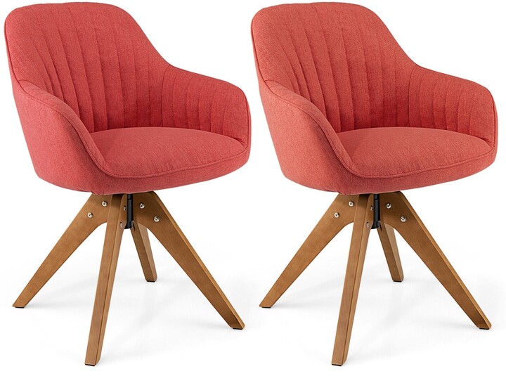 Gymax Set of 2 Swivel Accent Chair Modern Desk Armchair Home Office w