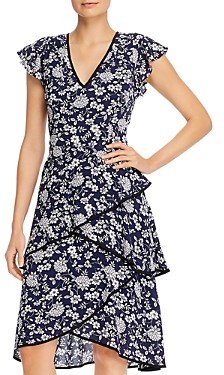 Adrianna Papell Floral Print Tiered Dress