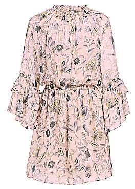 Shoshanna Women's Minoa Silk Floral Tier-Sleeve Mini Dress