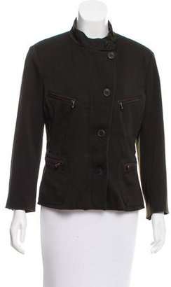 Donna Karan Leather-Trimmed Wool Jacket