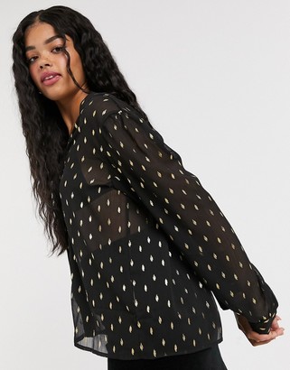 Pimkie chiffon blouse with gold spot in black