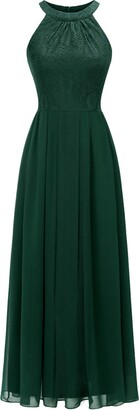 Aupuls Women's Halter Long Bridesmaid Dress Prom Dress Formal Wedding Party Gown