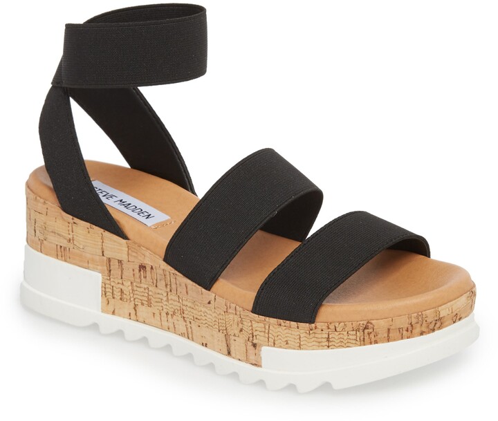 Steve Madden Black Platform Wedge Women's Sandals | ShopStyle