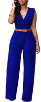 Thumbnail for your product : Mintsnow Womens Overlay Belted Sleeveless Wide Leg Jumpsuit