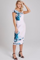 Thumbnail for your product : Little Mistress Kaitlin Placement-Print Bardot Midi Dress