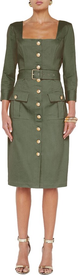 L'Agence Bordeaux 3/4 Sleeve Midi Dress