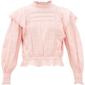 Etoile Isabel Marant Perla Ruffled Striped Cotton Blouse - Pink