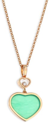 Chopard Happy Hearts 18K Rose Gold, Diamond & Chrysoprase Pendant Necklace