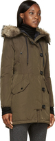 Thumbnail for your product : Moncler Olive Green Fur-Trimmed Arrious Fitted Parka
