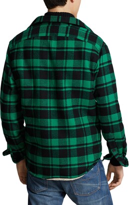 Polo Ralph Lauren Plaid Fleece Lined Wool Blend Flannel Button-Up Shirt Jacket