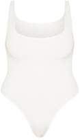 Thumbnail for your product : PrettyLittleThing Plus White Slinky Square Neck Thong Bodysuit