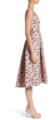 Lela Rose Floral Matelasse A-Line Dress