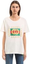 Gucci T-Shirt Jersey De Coton Imprimé Logo À Paillettes