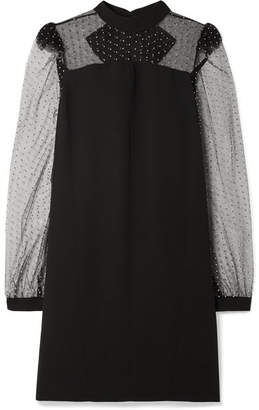 Givenchy Embellished Tulle-trimmed Crepe Mini Dress - Black
