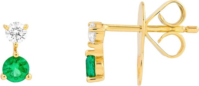 Hawley St 14K 0.37 Ct. Tw. Diamond & Emerald Stud Earrings