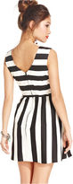 Thumbnail for your product : Ruby Rox Juniors' Striped Rhinestone A-Line Dress