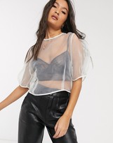 Thumbnail for your product : Topshop sheer organza top in ivory