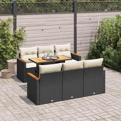 VidaXL Garden Sofa Set Poly Rattan Large Adjustable Feet