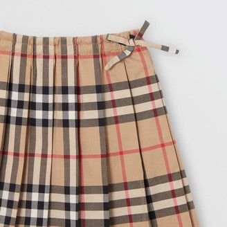 Burberry Vintage Check Cotton Pleated Skirt