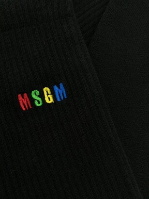MSGM Embroidered-Logo Detail Socks