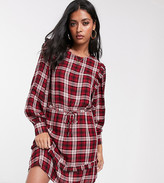 Thumbnail for your product : Stradivarius dress with frill detail in red check