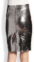 Thumbnail for your product : Milly Metallic Leather Pencil Skirt
