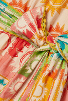 Thumbnail for your product : Farm Rio Belted Tiered Printed Cotton Maxi Dress - medium