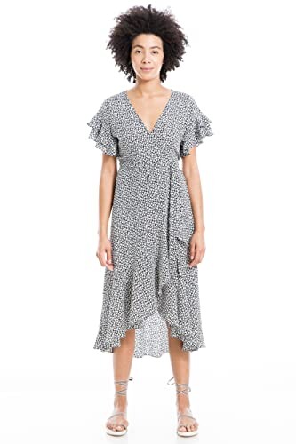 max studio black and white dress