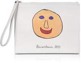 Christopher Kane Gugging Smile Art White Leather Clutch