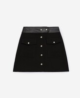 Thumbnail for your product : The Kooples Short black skirt in wool with leather belt