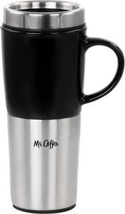 Mr. Coffee 16oz Stainless Steel and Stoneware Travel Mug