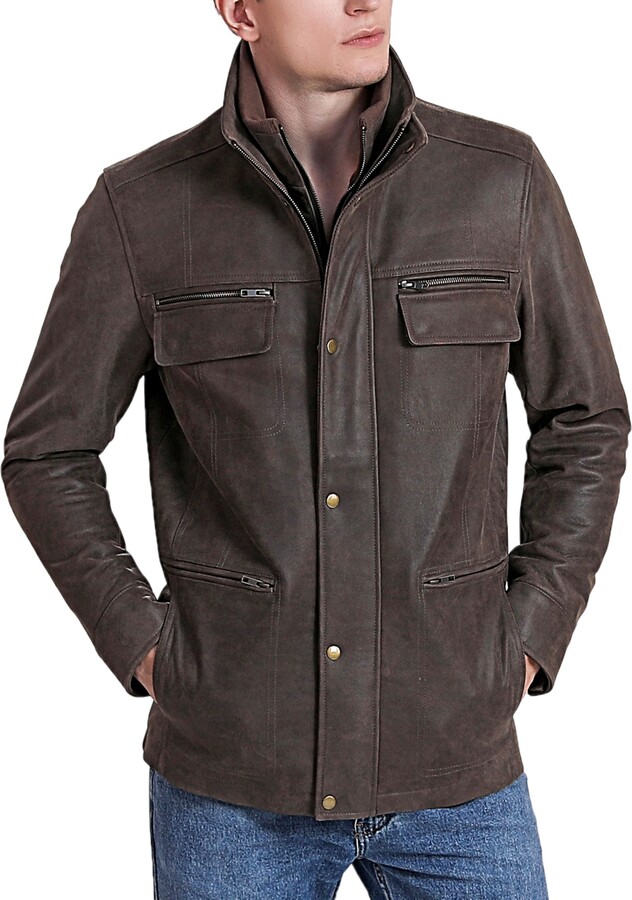 Bgsd Men's Men Austin Distressed Leather Hipster Jacket