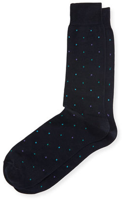 Neiman Marcus Multicolor-Dot Mercerized Cotton Socks