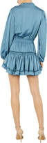Thumbnail for your product : MISA Lorena Smocked-Waist Long-Sleeve Tiered Mini Dress