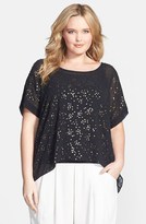 Thumbnail for your product : Eileen Fisher Sequin Scoop Neck Silk Boxy Top (Plus Size)