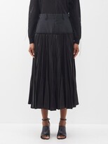 Tiered Pleated Wool-blend Midi Skirt 
