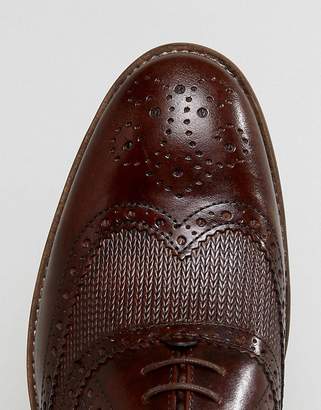 ASOS Brogue Shoes In Brown Leather With Embossing