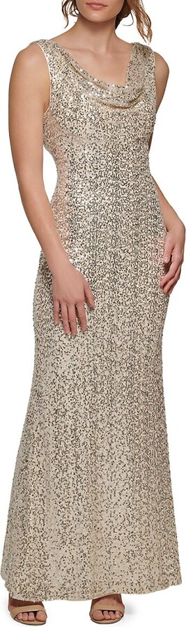 Sequin Cowlneck Gown