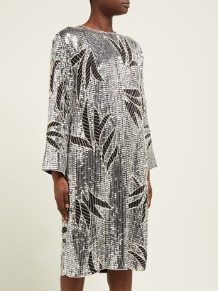 Dodo Bar Or Clara Floral Sequinned And Beaded Shift Dress - Silver