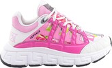 Thumbnail for your product : Versace Leather sneakers with Orchid logo print