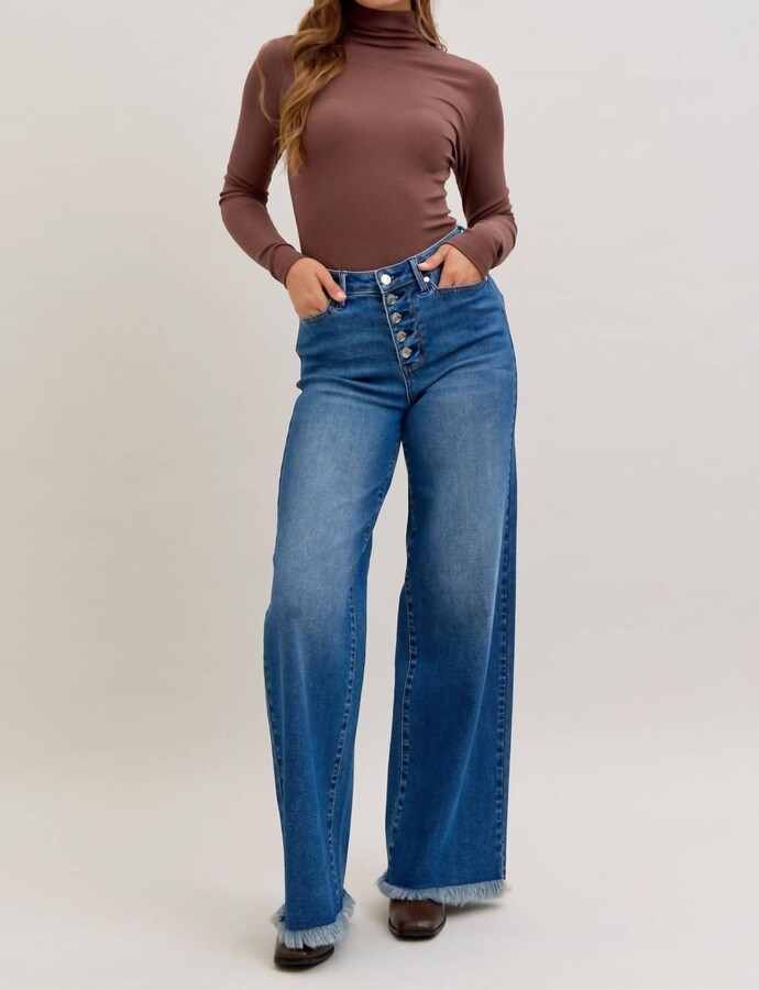Judy Blue Column Leg Button Fly Jeans In Medium Wash