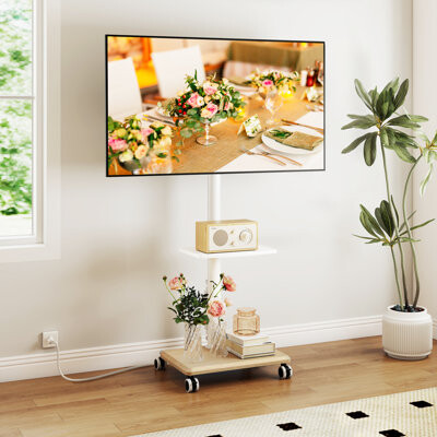 Rfiver Rolling Tv Stand With Power Outlet For 32-60 Inch Tvs