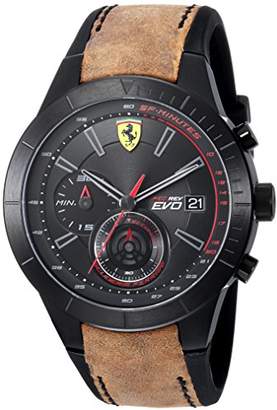 Ferrari Scuderia Men's 'RED Rev Evo Chrono' Quartz Resin and Leather Casual Watch